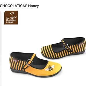 HOT CHOCOLATE DESIGN- CHOCOLATICAS Honey  Mary Jane Flats - Black and Yellow